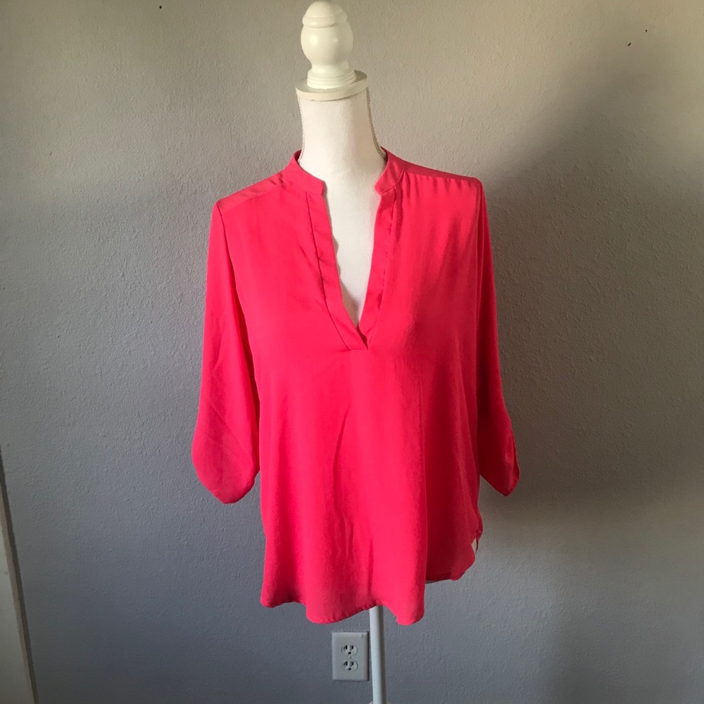 Lush Pink Long Sleeve Blouse